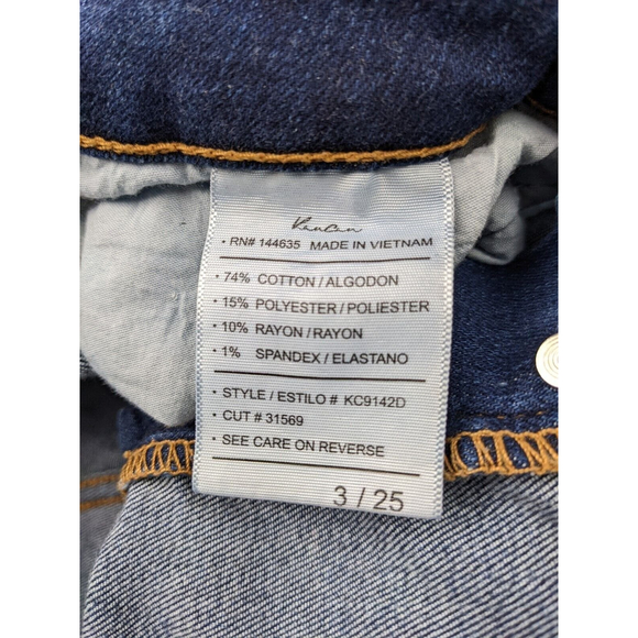 KanCan High Rise Skinny Stretch Jeans Womens Distress Hem Sz 25 Button Dark Wash - Picture 9 of 10